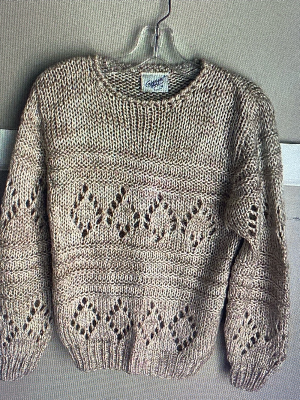 Cozy Cable & Diamond Knit Crewneck Sweater - Cream